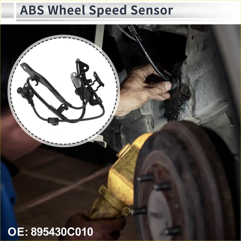 Black abs wheel speed sensor with molded plastic housing and wiring harness for front left toyota tundra 2000-2006