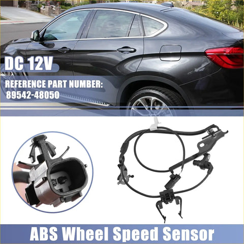 Black abs wheel speed sensor with coiled wiring and plastic connectors for front right Toyota Highlander 2010-2018