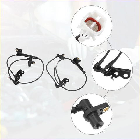 Black abs wheel speed sensor set with coiled wiring and plastic brackets for toyota 4wd ute offroad front use