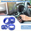 Blue aluminum alloy window button switch cover trim rings with textured ribbed surfaces for toyota tundra 4wd knob