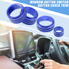 Blue metallic ac volume 4wd switch knob cover with textured ribbed trim rings for toyota tundra 2014-2021