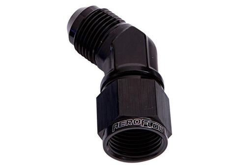 Aeroflow AF142-06BLK 45Deg Female - Male -6AN Black
