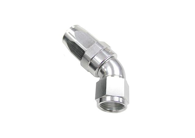 Aeroflow AF152-10S 45 Deg Hose End -10AN Silver Full Flow