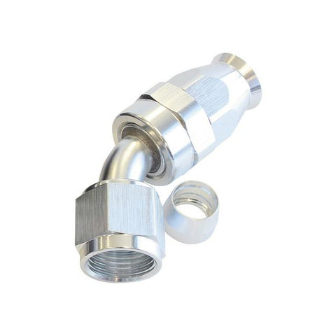 Aeroflow AF202-04DS Alloy 45 Deg Hose End -4AN Silver