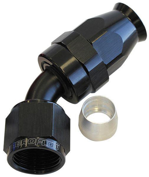 Aeroflow AF202-06DBLK Alloy 45 Deg Hose End -6AN Black