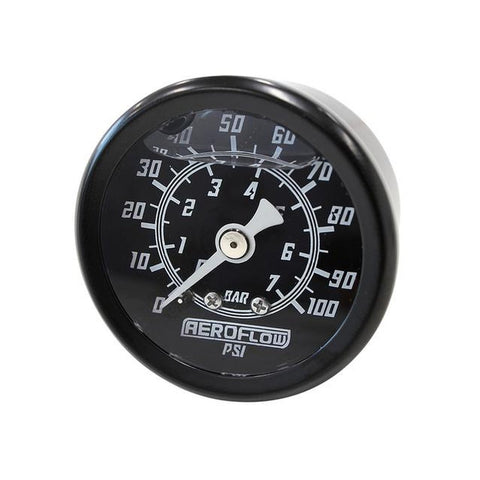 Aeroflow 1-1/2" 0-100 PSI Liq Fil Gauge Black Face White