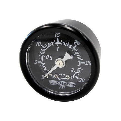 Aeroflow 1-1/2" 0-30 PSI Press Gauge Black Face White