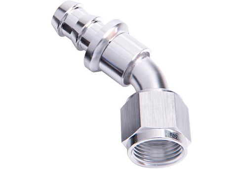 Aeroflow AF402-06S 45 Deg Push Lock End -6AN Silver No