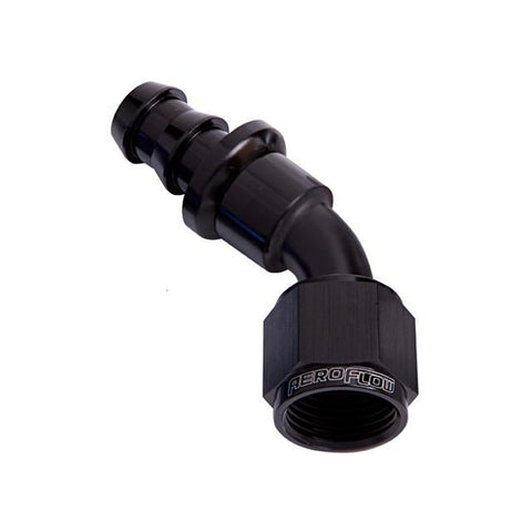 Aeroflow AF402-04BLK 45 Deg Push Lock End -4AN Black No