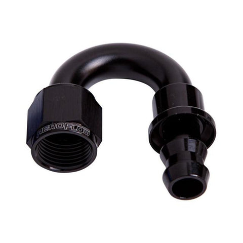 Aeroflow AF406-06BLK 180 Deg Push Lock End -6AN Black No