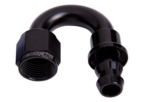 Aeroflow AF406-10BLK 180 Deg Push Lock End -10AN Black No