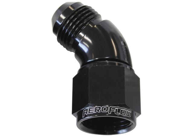 Aeroflow AF542-20BLK 45 Deg Female - Male -20AN Black