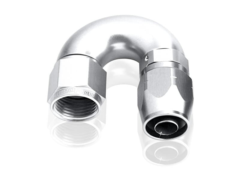 Aeroflow AF556-08S Alloy 180 Deg Hose End -8AN Silver