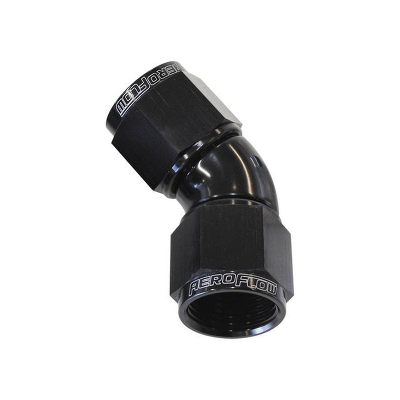 Aeroflow AF563-08BLK -8AN 45 Deg Swivel Coupler Black