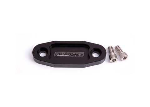 Aeroflow AF64-2020BLK Billet Fuel Pump Block Off Black