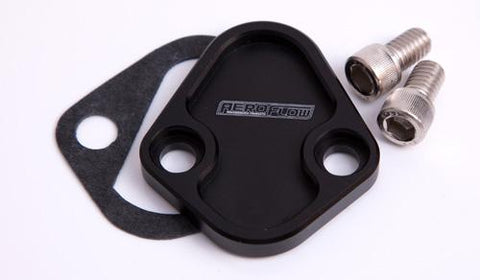 Aeroflow AF64-2027BLK Billet Fuel Pump Block Off Black