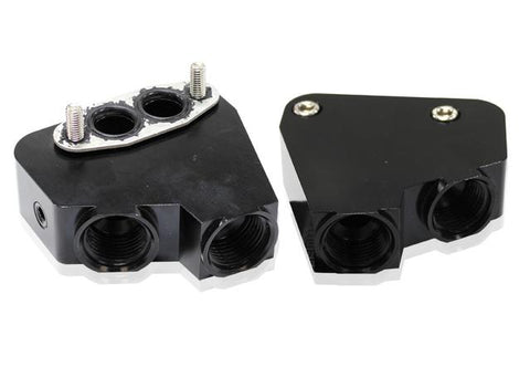Aeroflow AF64-2084BLK Oil Cooler Adapter -10ORB Ports