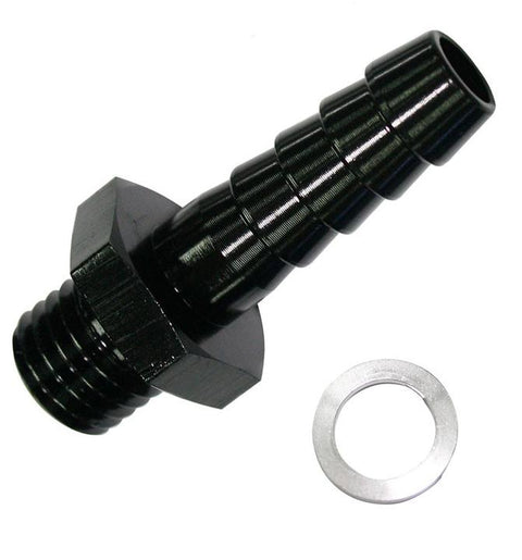 Aeroflow AF734-05BLK Metric M18x1.5mm > 5/16 Barb Black