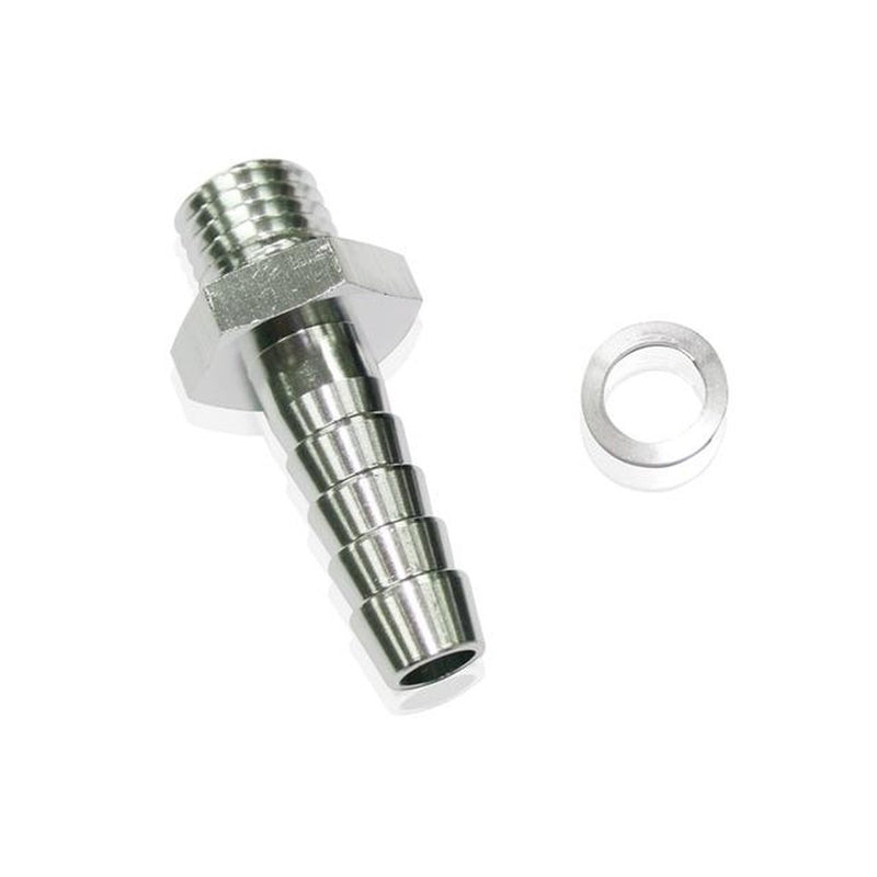 Aeroflow AF731-01S Metric M12x1.5mm To 8mm Barb Silver