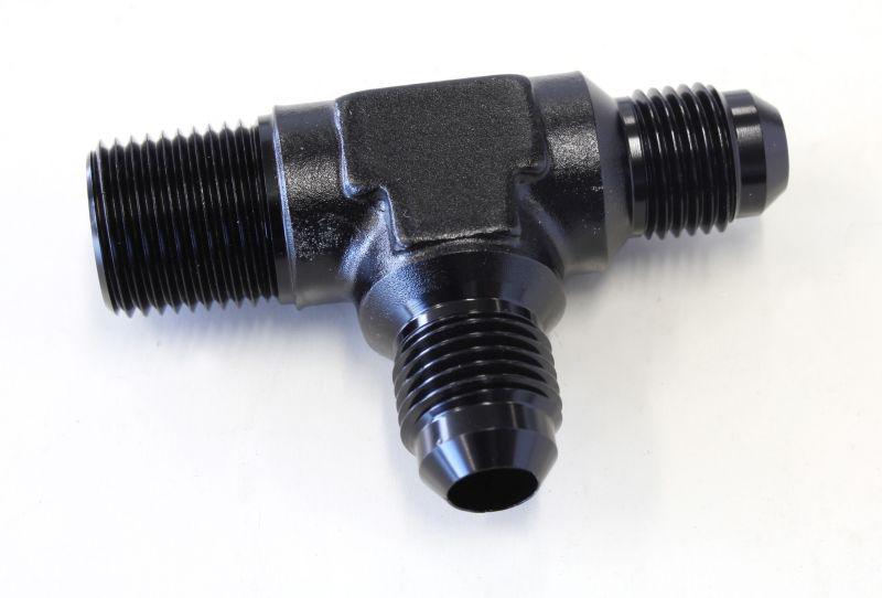 Aeroflow AF826-04-04BLK Tee -4AN With 1/4" NPT On Run
