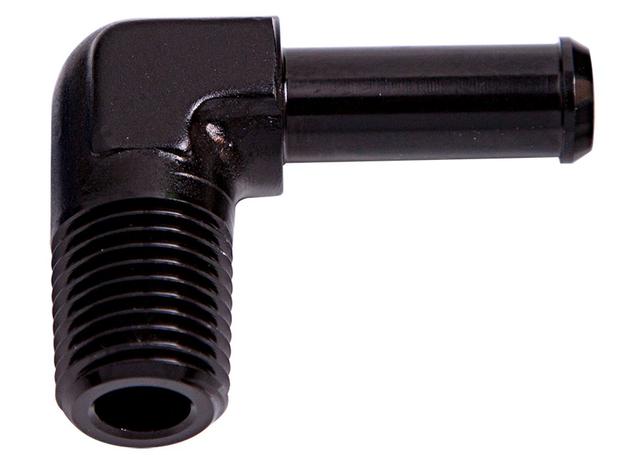 Aeroflow AF842-03-04BLK 90Deg 1/8" Npt To 3/16" Barb