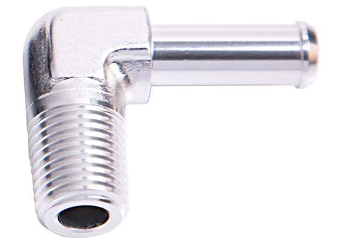 Aeroflow AF842-08-06S 90Deg 1/2" Npt To 3/8" Barb Silver