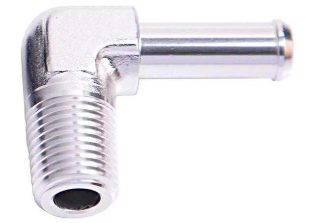Aeroflow AF842-08-08S 90Deg 1/2" Npt To 1/2" Barb Silver