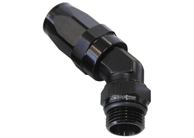 Aeroflow AF844-08-06BLK 45Deg -8 Hose To Male -6 Thread
