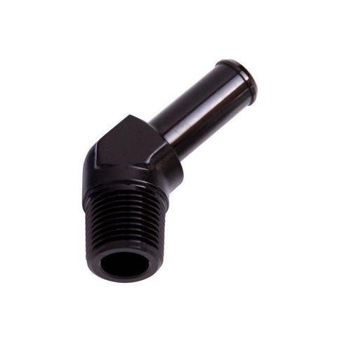 Aeroflow AF845-06BLK 45Deg 1/4" Npt To 3/8" Barb Black