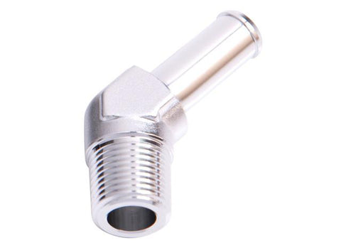 Aeroflow AF845-04S 45Deg 1/8" Npt To 1/4" Barb Silver