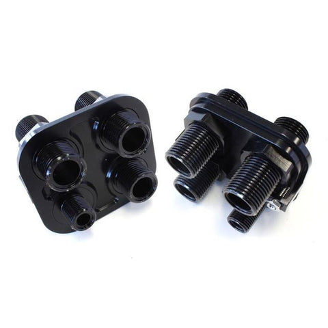 Aeroflow AF88-2003BLK Black A/C Bulkhead 4 Port 3 X -10 /