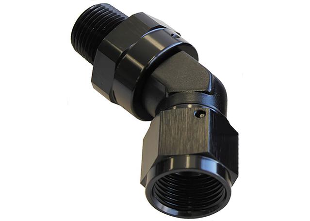 Aeroflow AF919-10-06BLK 45Deg 3/8 Npt To -10AN Female