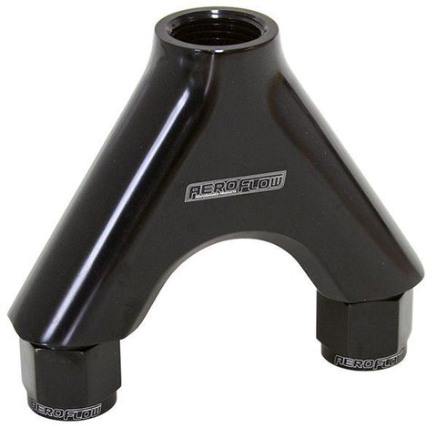 Aeroflow AF939-08-10BLK Billet Y-Piece 2X -8AN Female To