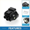 Black plastic air conditioning pressure sensor connector plug with four circular ports for toyota 4wd ute offroad