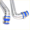 Silver aluminum alloy air intake manifold hoses with blue rubber gaskets and metal clamps for toyota hilux 2015-2020