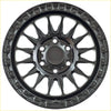 Black matte finished alpha combat off-road wheel 17x9 with rugged textured rim and spoke design