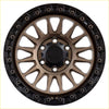 Alpha combat matt bronze with black lip 17x9 two-tone alloy wheel with rugged multi-spoke design and alpha logo