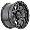 Dark gray matte-finished alpha enduro offroad wheel with rugged multi-spoke design and bolted lug nuts
