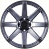 Black matte finished alpha gauntlet 2 hyper grey 20 plus 10 6139 alloy wheel with ten spoke design and alpha center cap