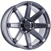 Dark gray matte finish alpha gauntlet 2 hyper grey alloy wheel with multi spoke design and alpha offroad center cap