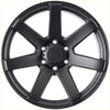 Black matte alloy wheel with bold multi-spoke design and alpha offroad center cap from alpha gauntlet 2 series