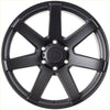 Black matte finish alpha gauntlet 2 alloy wheel with bold multi-spoke design and alpha offroad center cap