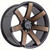 Black and bronze two-tone alpha gauntlet 2 alloy wheel with five spokes and alpha otroad center cap