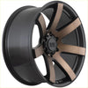 Black and bronze two-tone alpha gauntlet 2 alloy wheel with multi-spoke design and alpha brand center cap