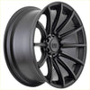 Black matte finish alloy wheel with multi spoke design and alpha one branding center in alpha machete matt black 20 10 6139