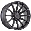 Black matte alloy wheel with multi-spoke design and alpha offroad branding for alpha machete matt black 20 30 6114