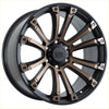 Black and bronze two-tone alloy wheel alpha maverick matt black dark bronze tint multi-spoke design with alpha offroad logo