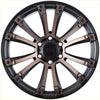 Black and bronze two-tone alpha maverick alloy wheel with multi-spoke design and alpha logo in the center
