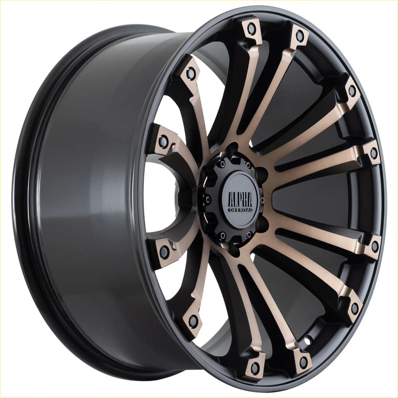 Alpha maverick matt black dark bronze tint 20 +10 alloy wheel with bold multi-spoke two-tone design