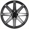 Black matte finished alloy wheel alpha nomad multi spoke design with dark grey tint and alpha brand center cap